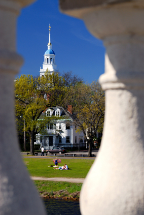 Harvard University students enjoy a beautiful spring day